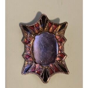 VINTAGE Red Gold Black Michel Michel Brooch Art Deco Picture Frame Pin